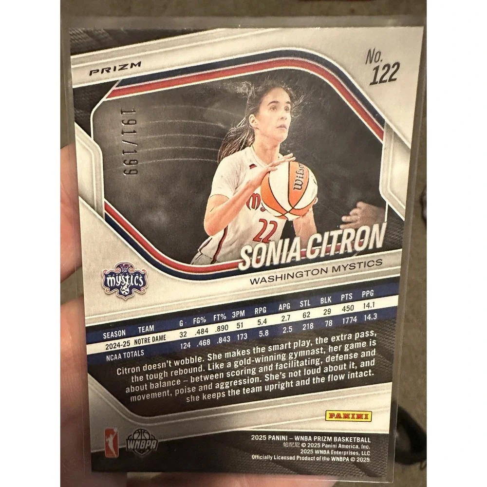 SONIA CITRON Red Pandora /199 2025 PRIZM WNBA Rookie Washington Mystics RC #122